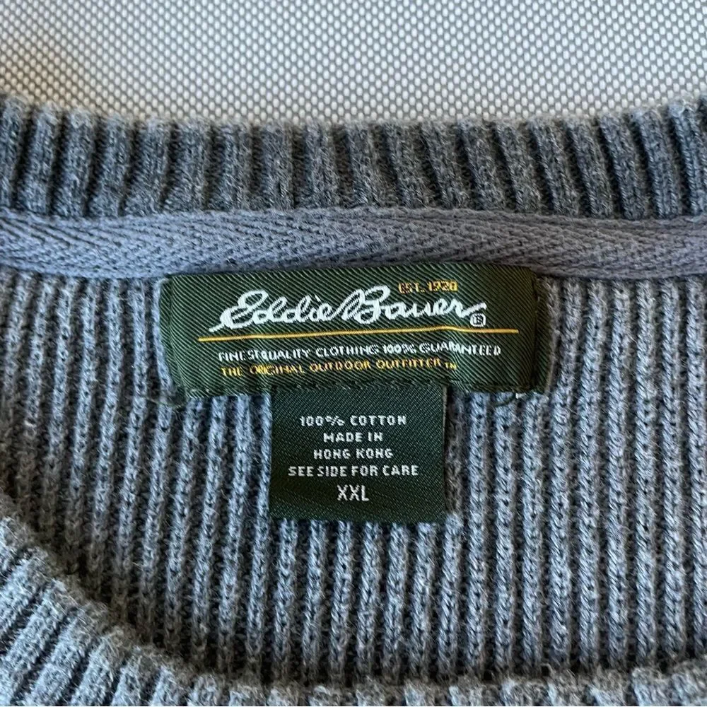 Eddie Bauer Gray Knit Crewneck Heavyweight Cotton Sweater Men’s Size XXL - Picture 4 of 9